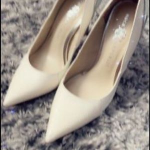 White and silver stiletto heels